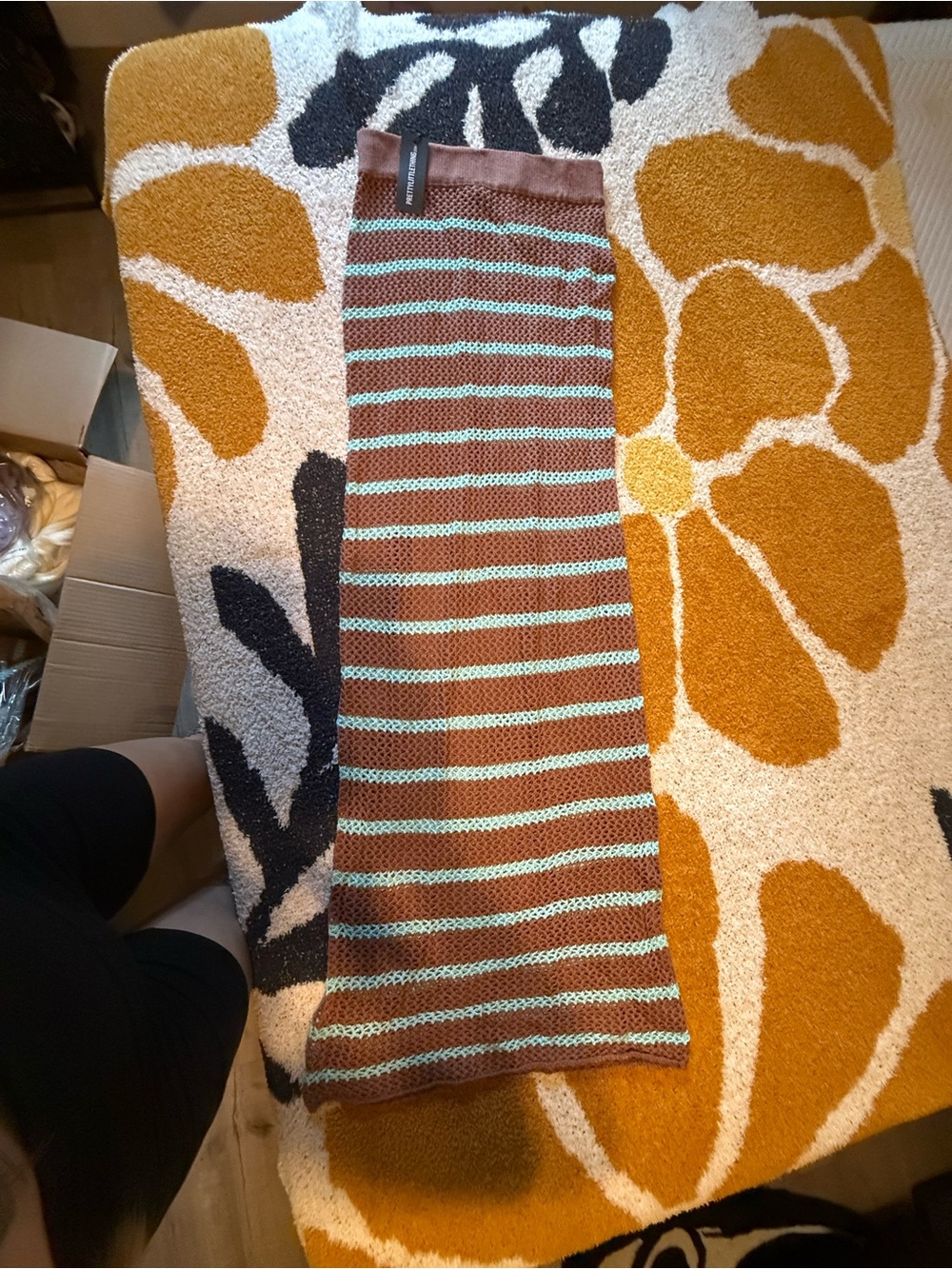 PrettyLittleThing Brown and Teal Striped Maxi Skirt